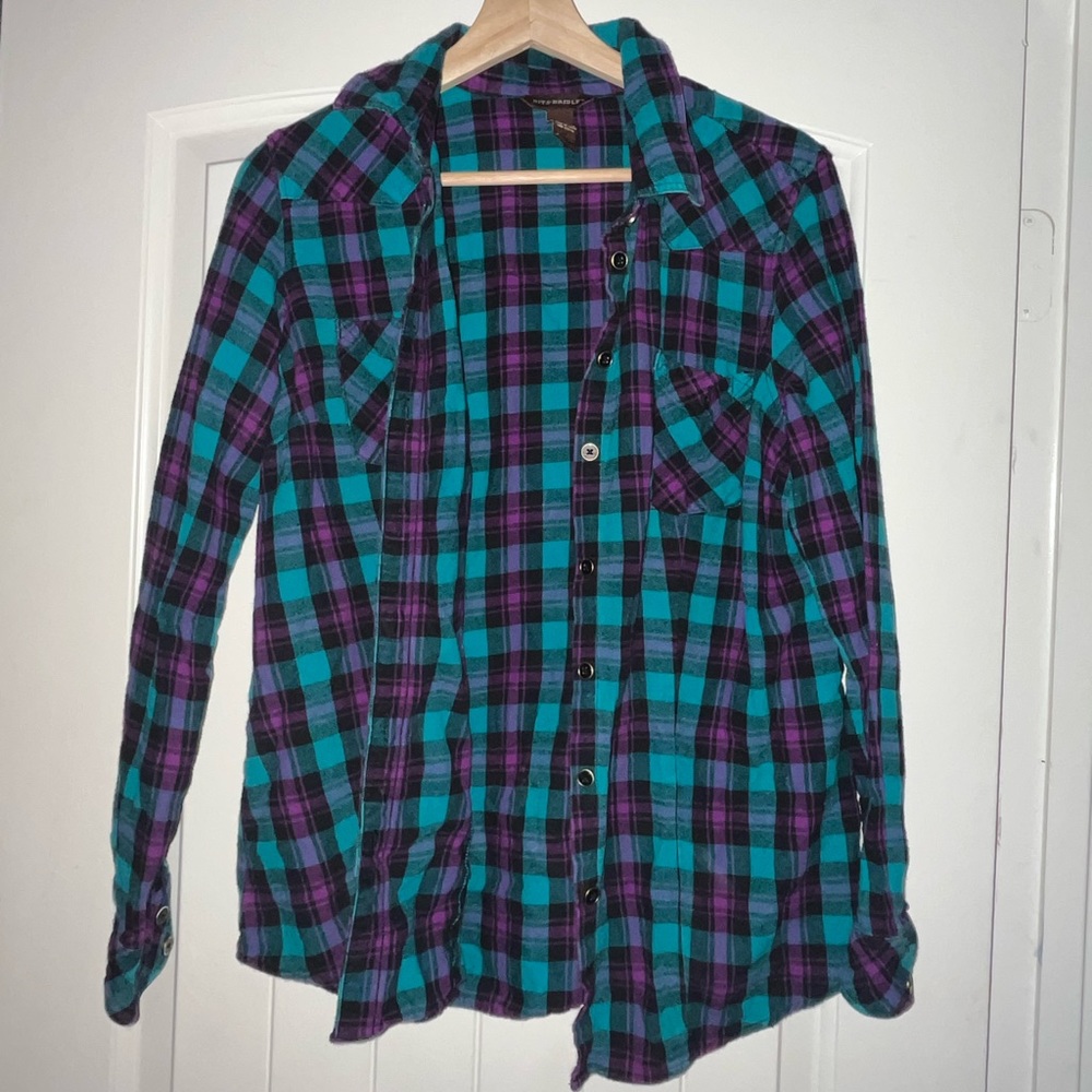 Purple and blue plaid flannel
